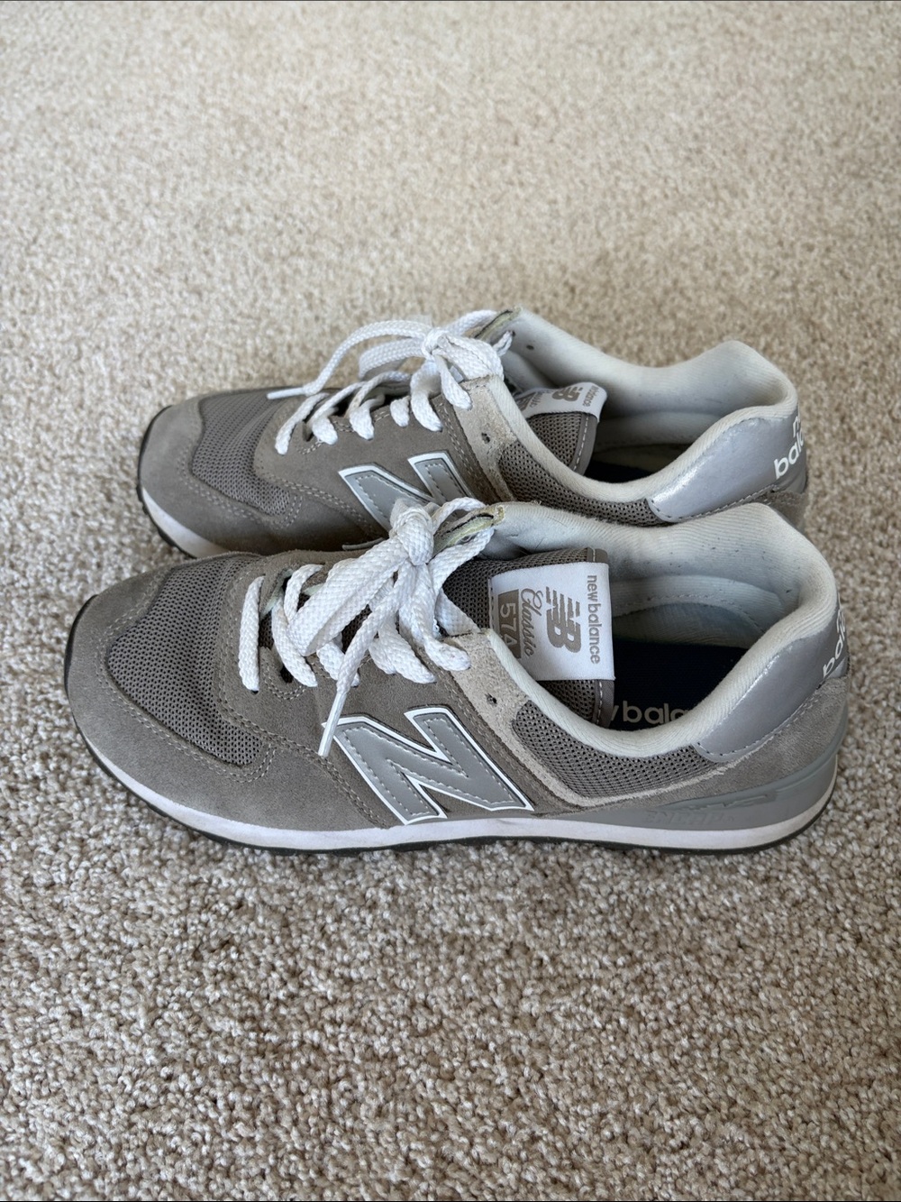 New Balance Grey Suede & Mesh Low-Top Sneakers